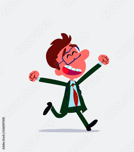 Businessman running euphoric in isolated vector illustration