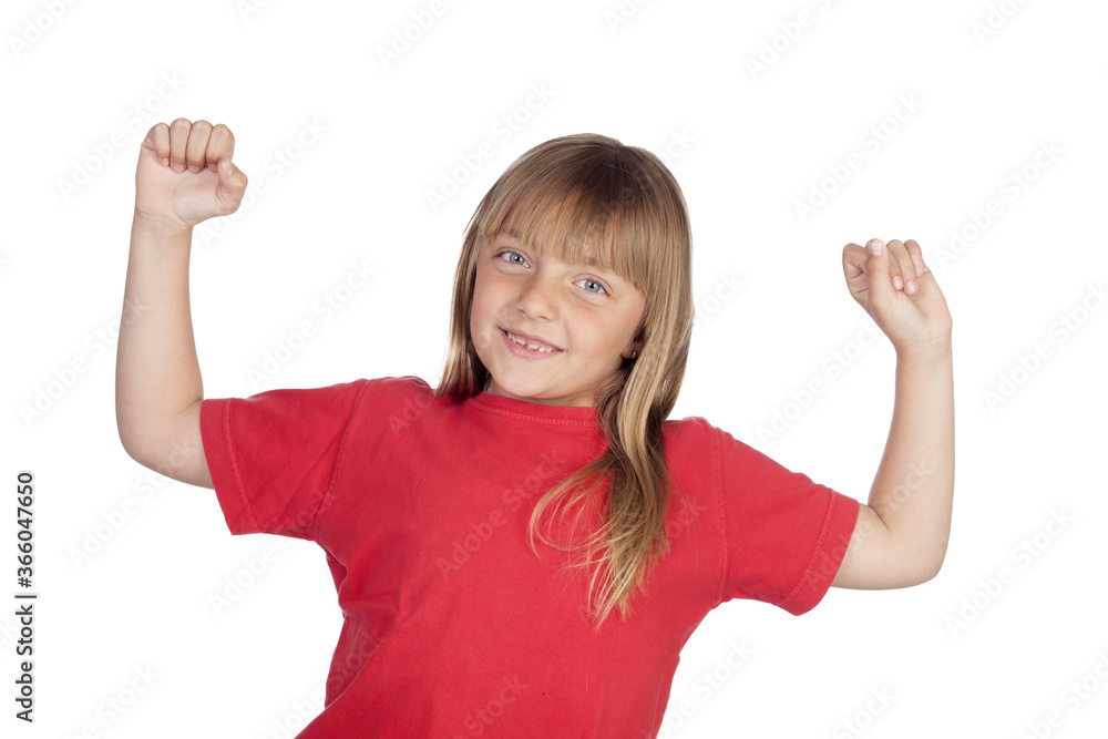 Winner girl with red t-shirt Winner girl with red t-shirt