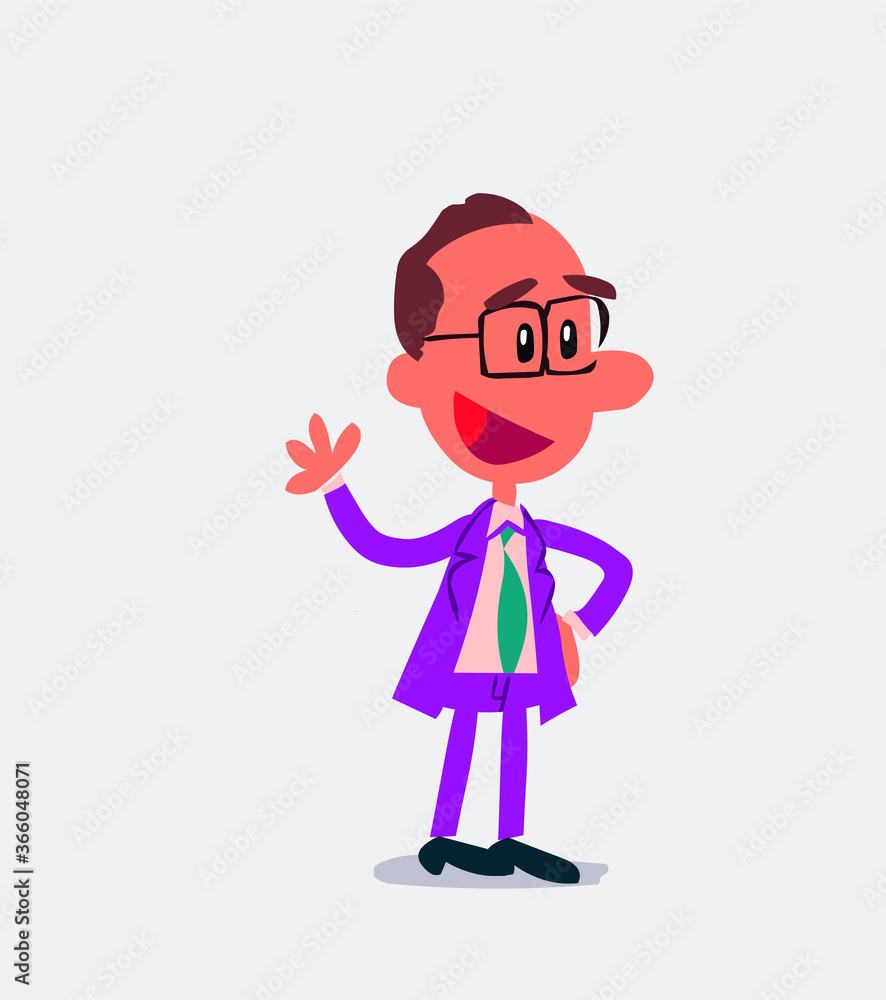Businessman waving happily in isolated vector illustration
Businessman waving happily in isolated vector illustration