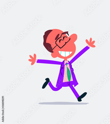 Businessman running euphoric in isolated vector illustration
