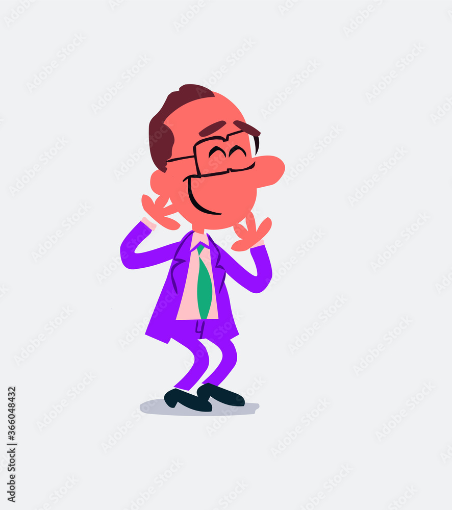 Obraz premium Businessman smiling shyly in isolated vector illustration 
