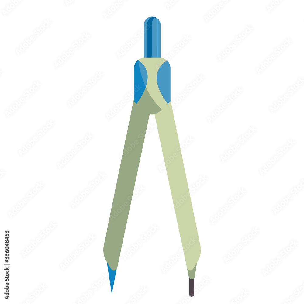 Vector drawing of a compass in cartoon style. Compass is isolated on a white background. Tools for school and drawing.Vector illustration in flat style. Vector drawing of a compass in cartoon style. Compass is isolated on a white background. Tools for school and drawing.Vector illustration in flat style.