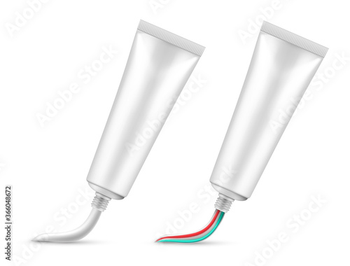 Toothpaste empty white tube mockup product set