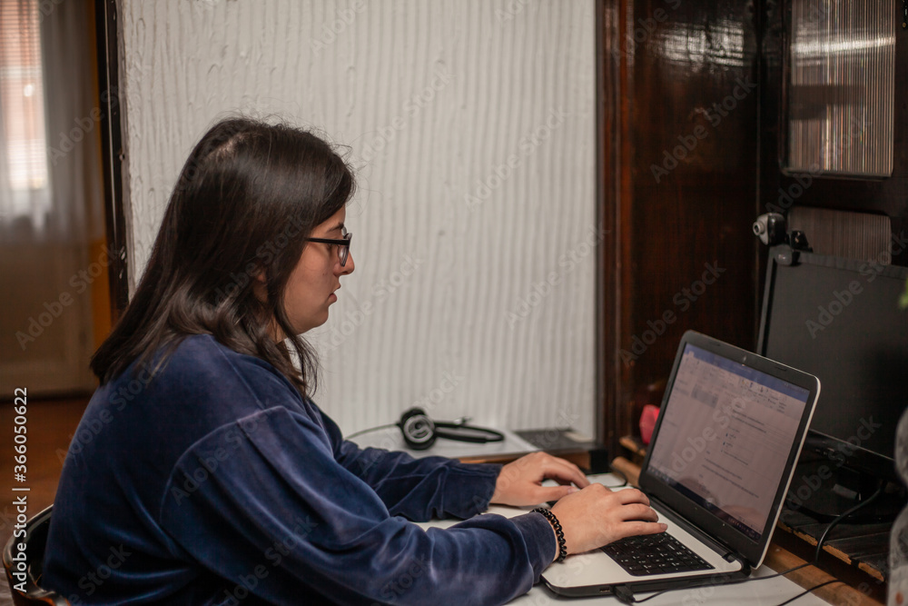 girl work from home stock photo girl work from home stock photo