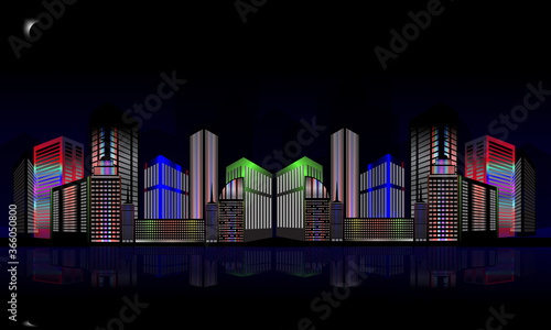 Vector illustration of a city atmosphere at night photo