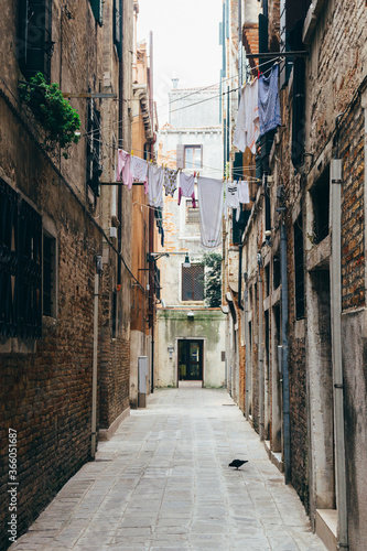 Traditional Venice Cityscape. Narrow street Venice, Italy. © A.J. Pedrosa