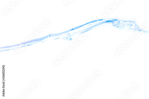 Surface Water wave, transparent blue with bubbles In beautiful nature On a white background