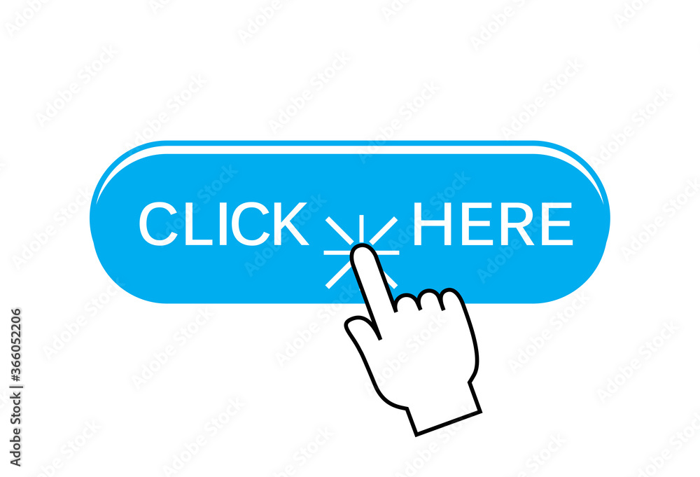 Click here button isolated on white background. Trendy click here button for web site, app, label, banner, sticker, design template, icon and logo. Business concept, vector illustration Click here button isolated on white background. Trendy click here button for web site, app, label, banner, sticker, design template, icon and logo. Business concept, vector illustration