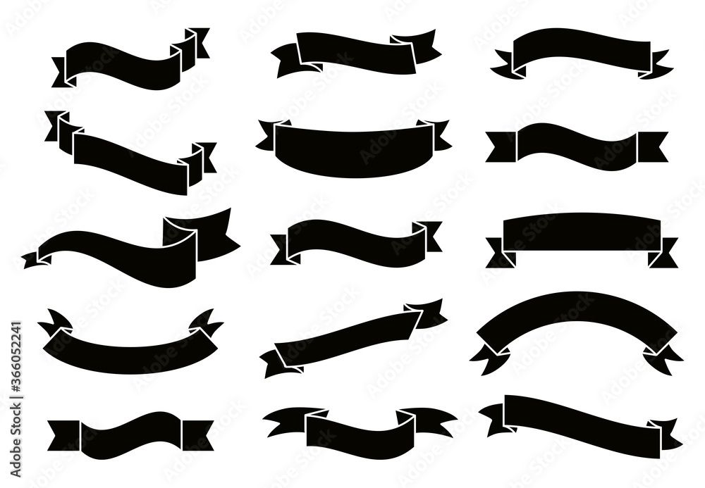 Naklejka premium Banners and ribbons set isolated on white background. Collection of trendy banners and ribbons for web site, tag, label, sticker, and badge. Creative art concept, vector illustration