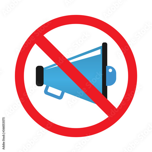 Prohibition sign. Speaker. Sign prohibiting the inclusion of loud sounds