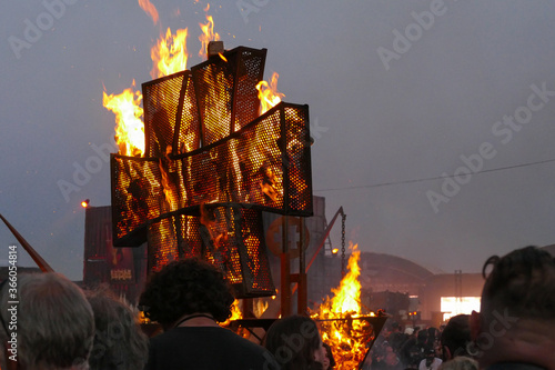 Fire during a summer music festival photo