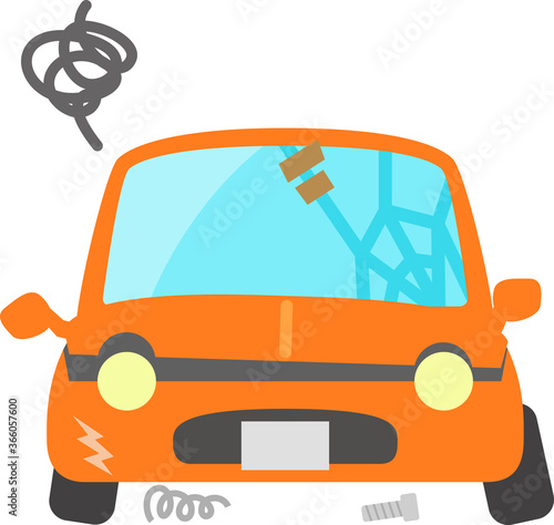 あちこち壊れた自動車、ポンコツ