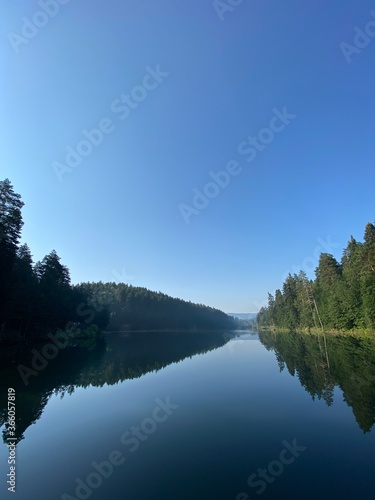 Bozcaarmut lake national park in Bilecik Turkey on an early summer morning