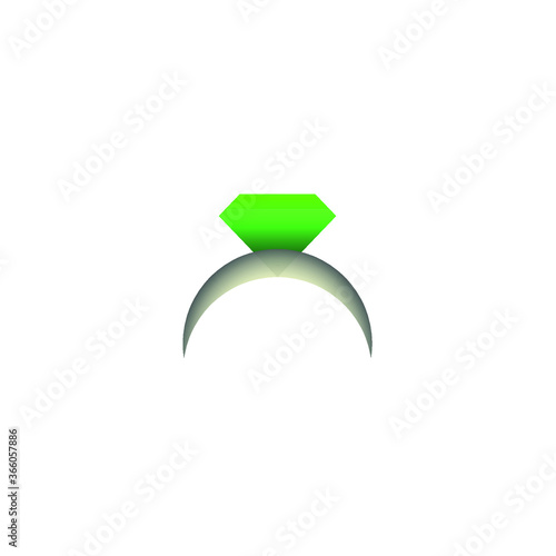 Ring logo, emerald green diamond shape logo