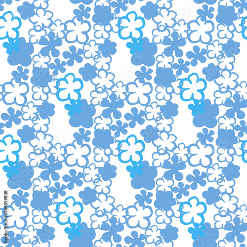 Vector seamles pattern small blue flowers on a white