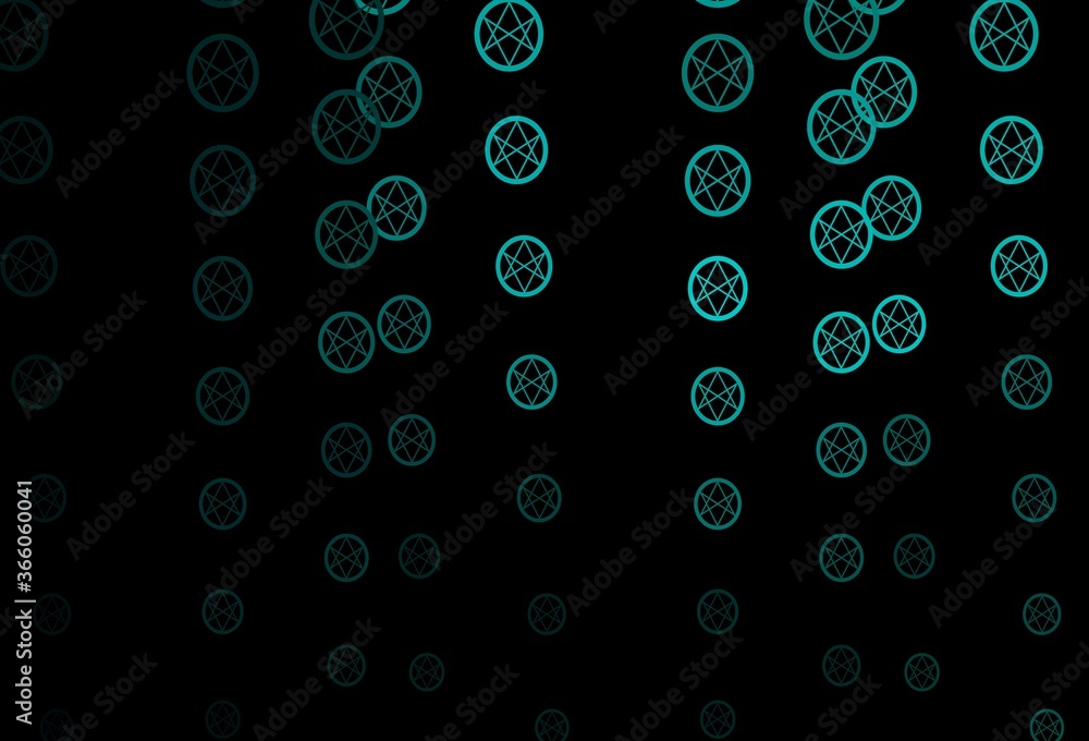 Dark Green vector pattern with magic elements.