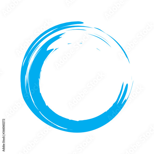 Circle brush stroke vector isolated on white background.Blue enso zen circle brush stroke.For round stamp, seal, ink and paintbrush design template.Grunge hand drawn circle shape,vector illustration