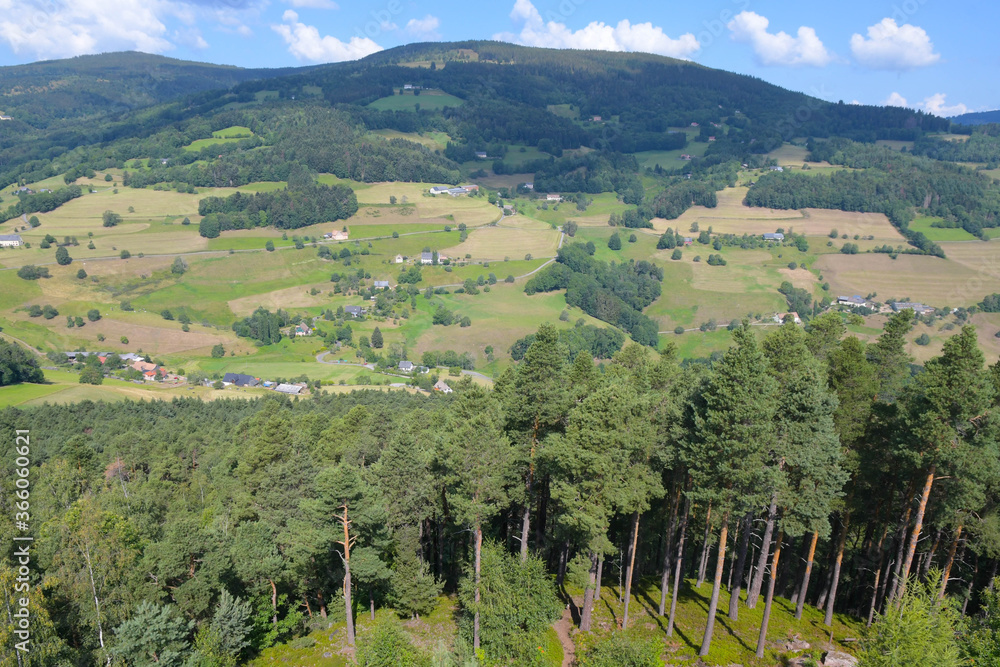 Blick vom Tour de Faudé oberhalb von Orbey in den Vogesen