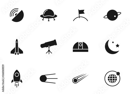 space glyph vector icons isolated on white. space icon set for web design, mobile app, user interface and print photo