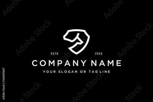 kangaroo shield logo design vector template