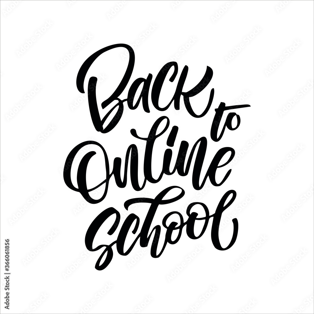 Back to online school vector hand drawn lettering isolated on white background. Back to online school vector hand drawn lettering isolated on white background.