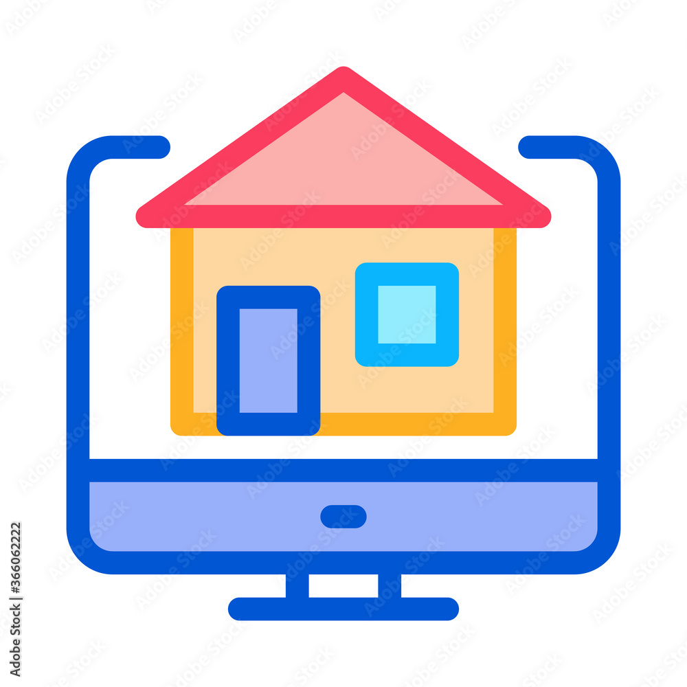house on computer display icon vector. house on computer display sign. color symbol illustration house on computer display icon vector. house on computer display sign. color symbol illustration