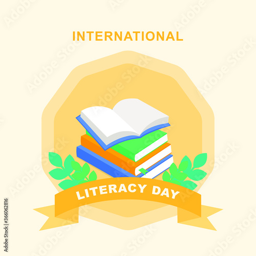 This is a vector illustration of a book for International Literacy Day.
