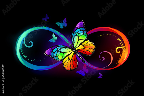 Photography Infinity with rainbow butterfly