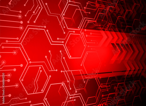 red cyber circuit future technology concept background