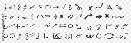 Set of hand drawn black arrows