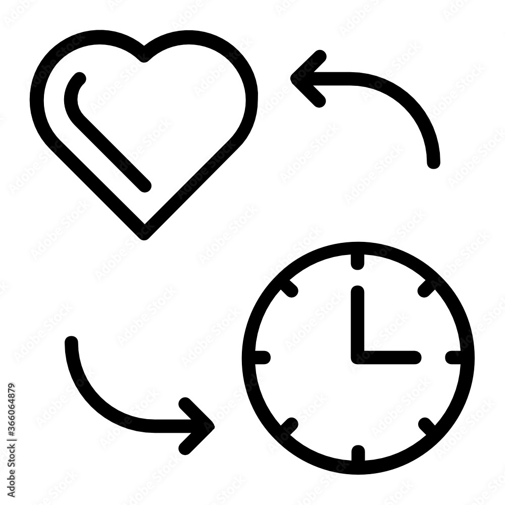 Human Heart with Clock Sign Concept Vector Icon Design, Trade and barter Symbol on White background 
