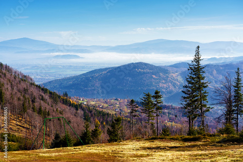 Fototapeta Naklejka Na Ścianę i Meble -  Foliage colors in Polish Beskidy mountains, Beskid Slaski, Poland