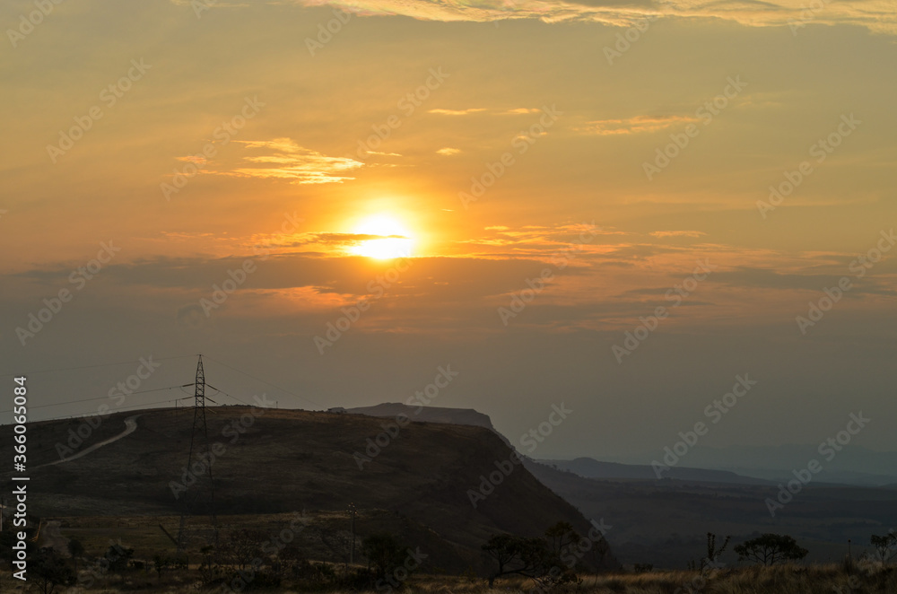 Sunset at high mountains of Minas Gerais state in Brazil.