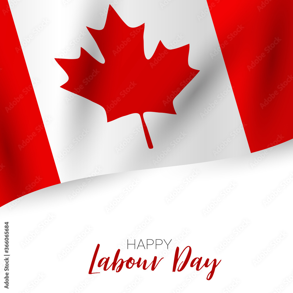 Canada Labour Day. Canadian flag background. National workers holiday