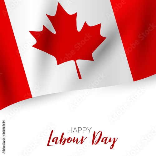 Canada Labour Day. Canadian flag background. National workers holiday concept. Vector illustration.