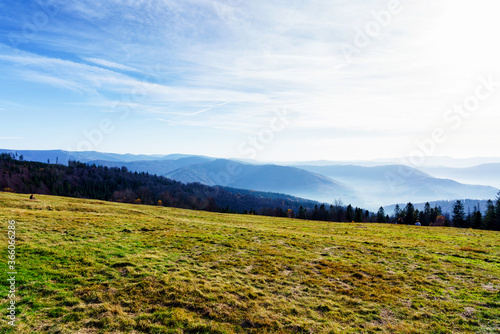 Fototapeta Naklejka Na Ścianę i Meble -  Foliage colors in Polish Beskidy mountains, Beskid Slaski, Poland