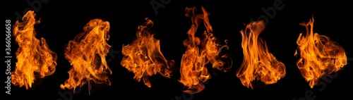 Fire collection set of flame burning isolated on dark background for graphic design purpose  © Akarawut