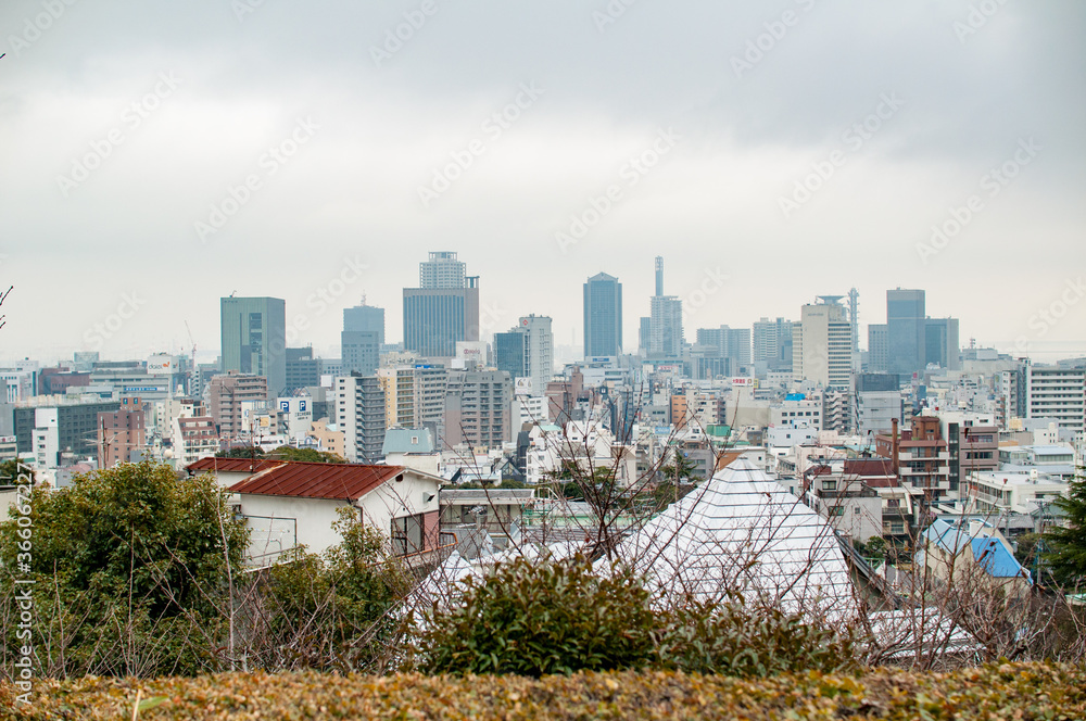 Obraz premium 神戸の神社の展望台から見た景色