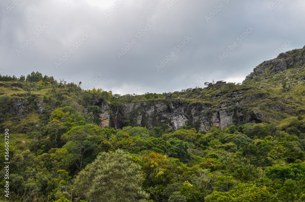 View of the mountains across the horizon near a small town in Brazil. This city call Carrancas.