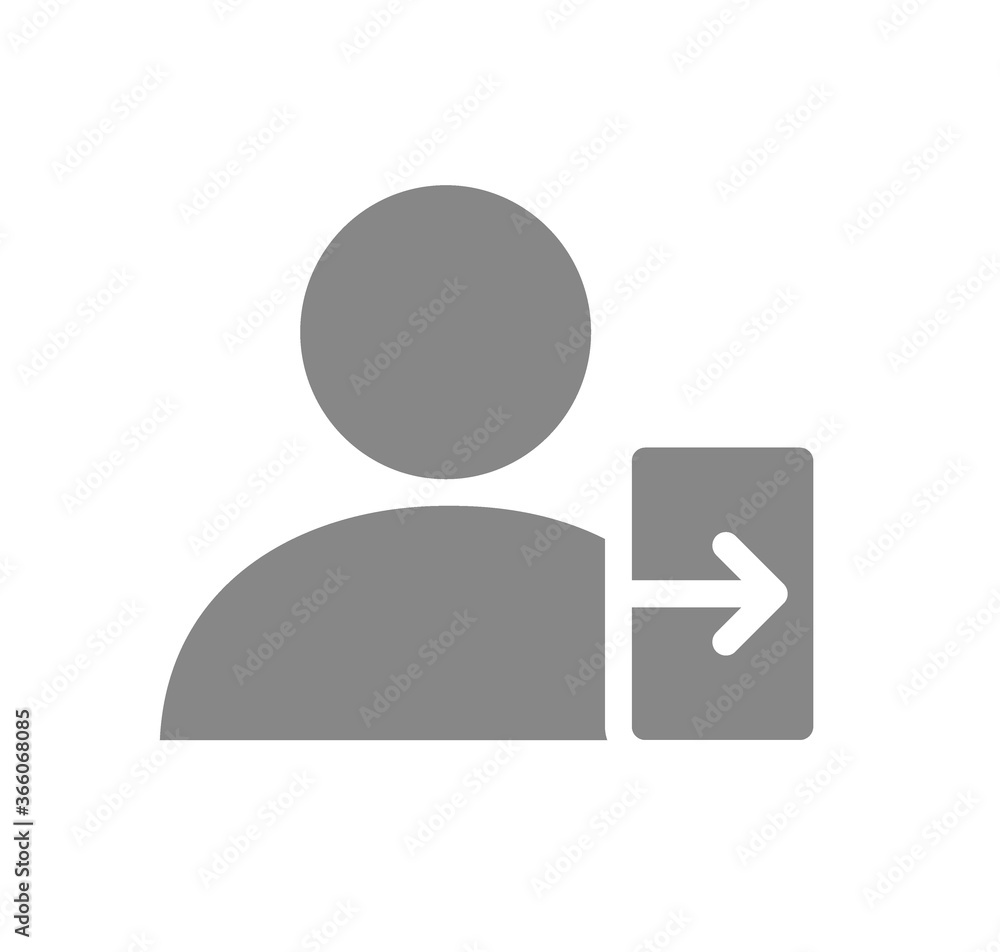 User profile with exit sign grey icon. Account logout symbol User profile with exit sign grey icon. Account logout symbol