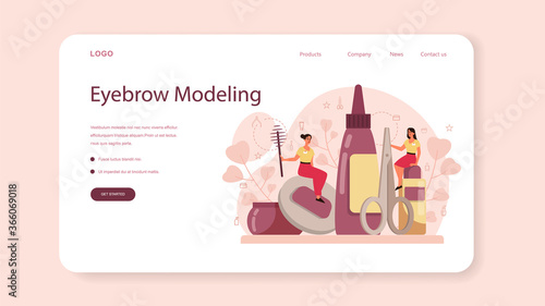 Eyebrow master and designer web banner or landing page. Master