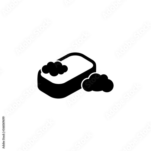 Shower Washing Sponge, Bath Washcloth. Flat Vector Icon illustration. Simple black symbol on white background. Shower Washing Sponge, Bath Washcloth sign design template for web and mobile UI element.