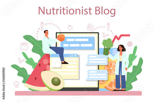 Nutritionist online service or platform. Diet plan with healthy food