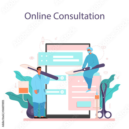 Plastic surgeon online service or platform. Idea of body correction.