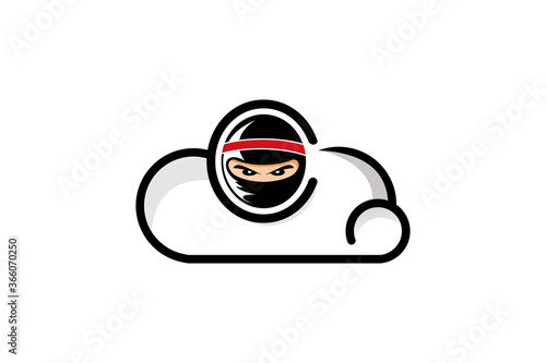 ninja cloud logo design vector template