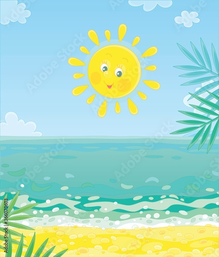 Friendly smiling yellow sun...