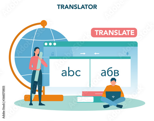 Translator and translation service concept. Polyglot translating