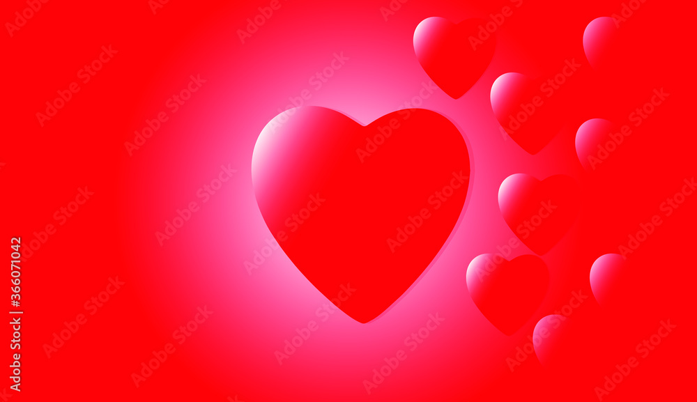 red hearts abstract background.