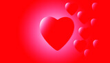 red hearts abstract background.