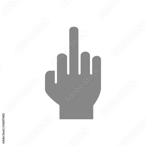 Fuck gesture gray icon. Obscene, phallic symbol.